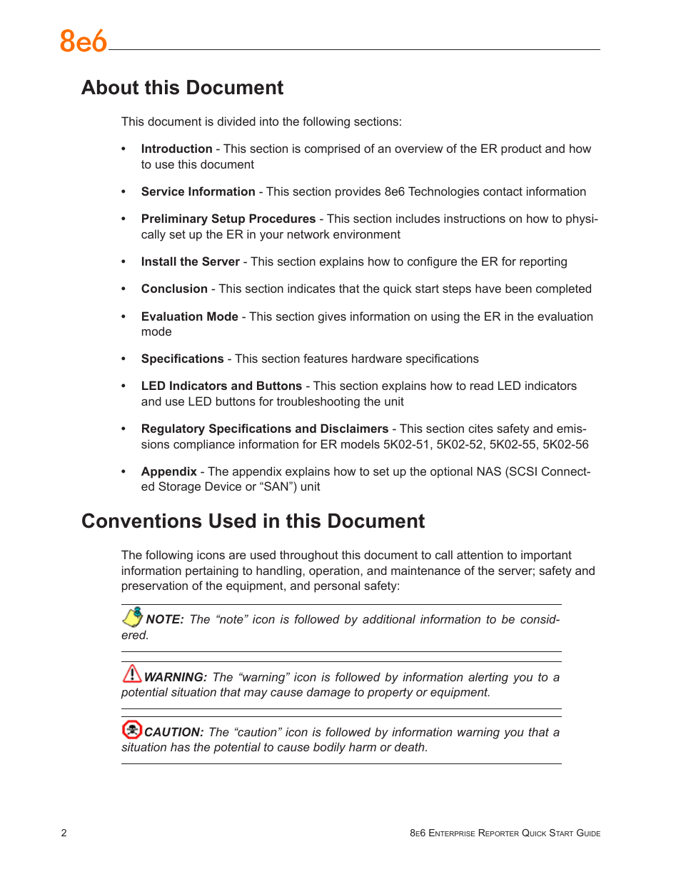 About this document, Conventions used in this document | 8e6 Technologies ER3-100 (5K02-55) User Manual | Page 6 / 74