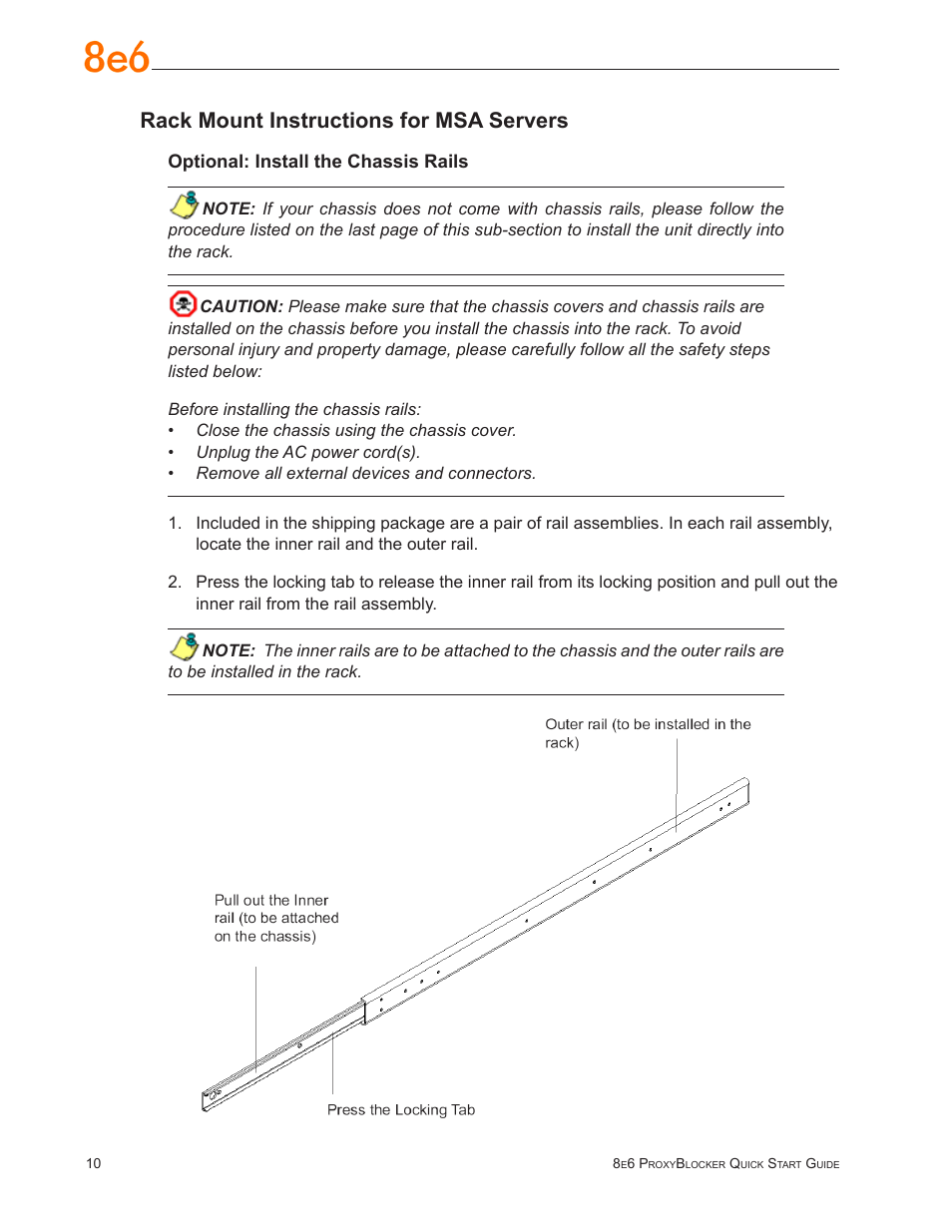 Rack mount instructions for msa servers | 8e6 Technologies ProxyBlocker User Manual | Page 14 / 66
