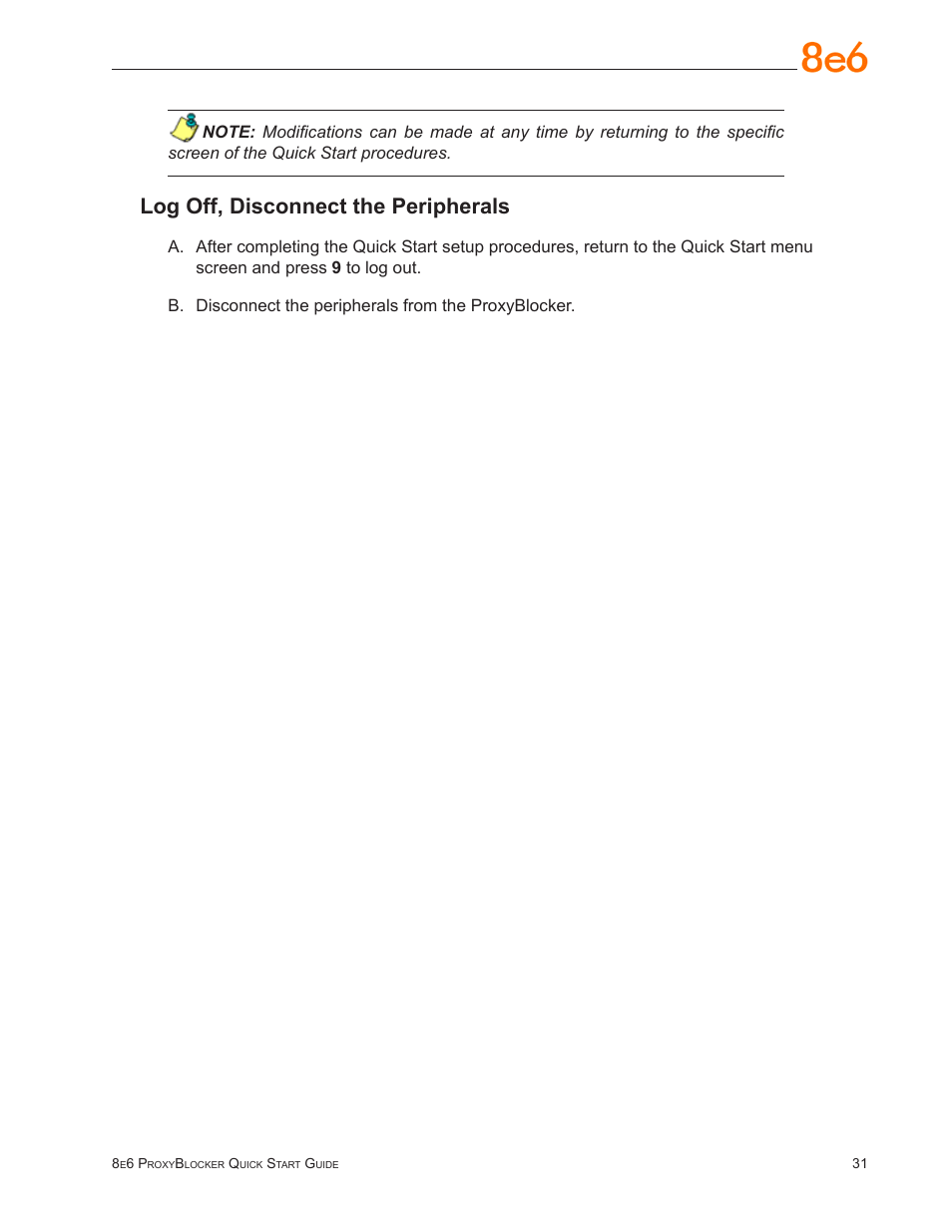 Log off, disconnect the peripherals | 8e6 Technologies ProxyBlocker User Manual | Page 35 / 66