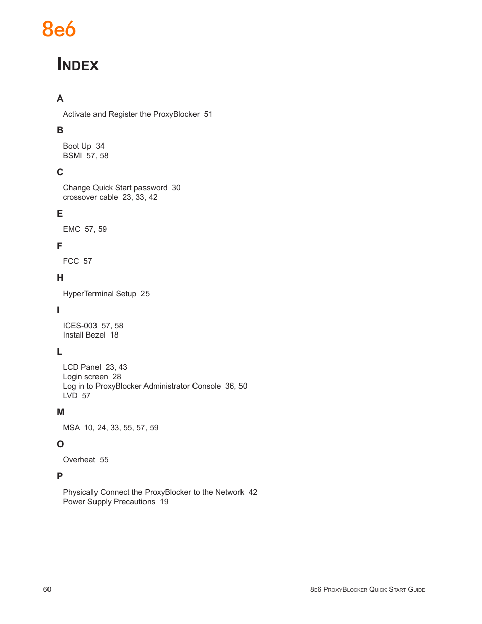 Index, Ndex | 8e6 Technologies ProxyBlocker User Manual | Page 64 / 66