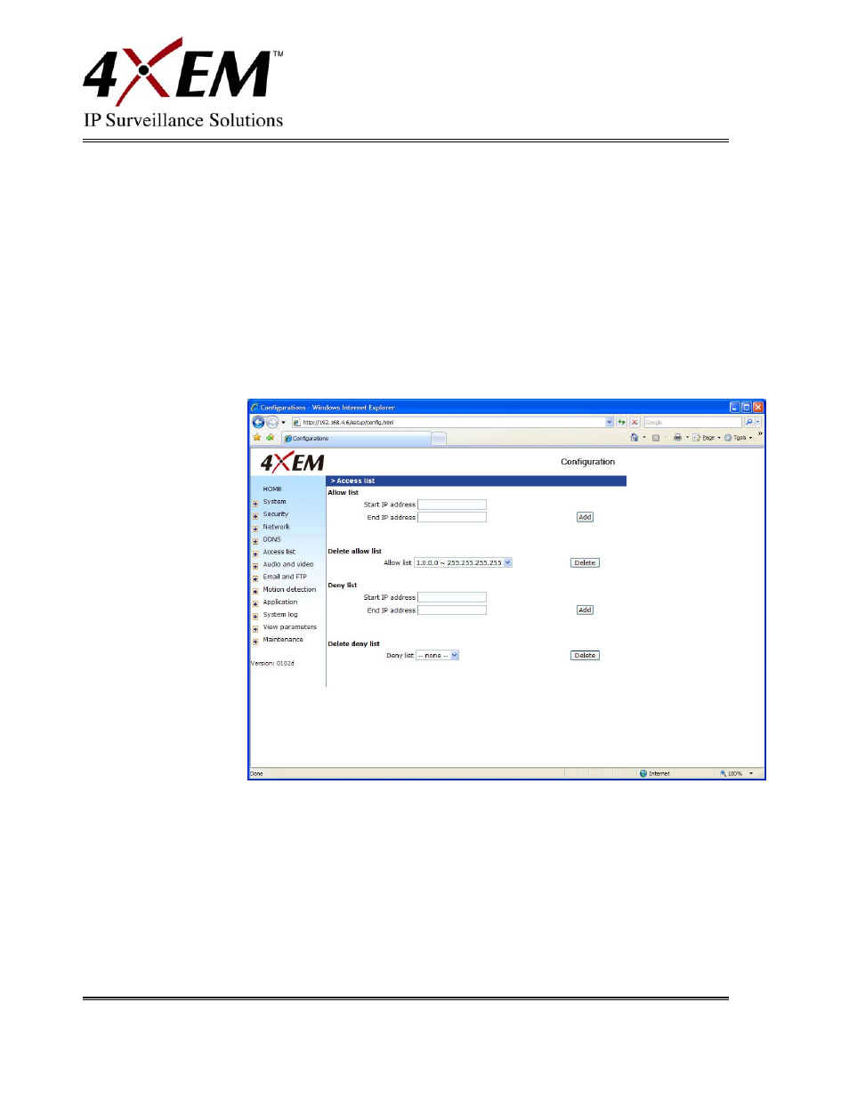 Access list | 4XEM IPCAMW45 User Manual | Page 24 / 57