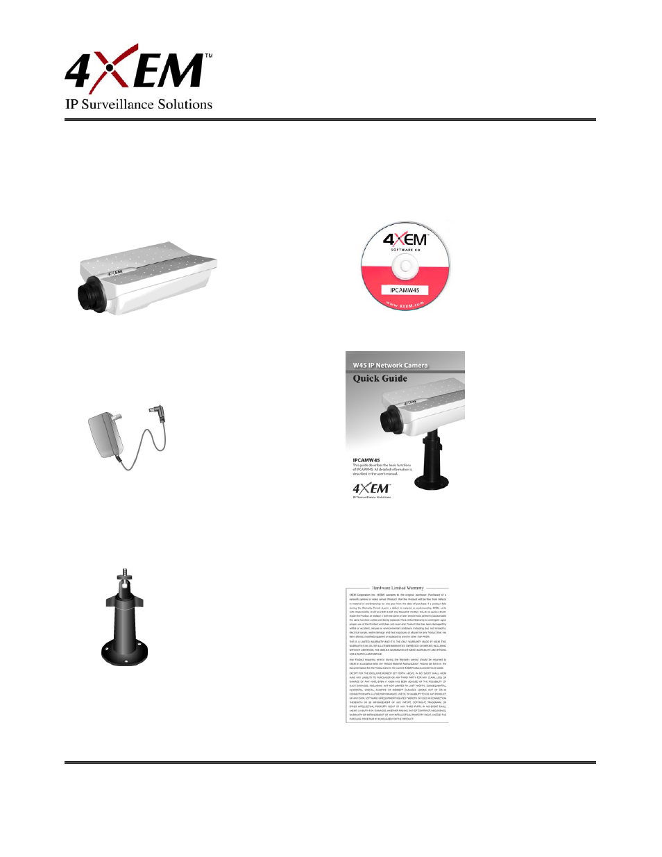 Package contents | 4XEM IPCAMW45 User Manual | Page 6 / 57