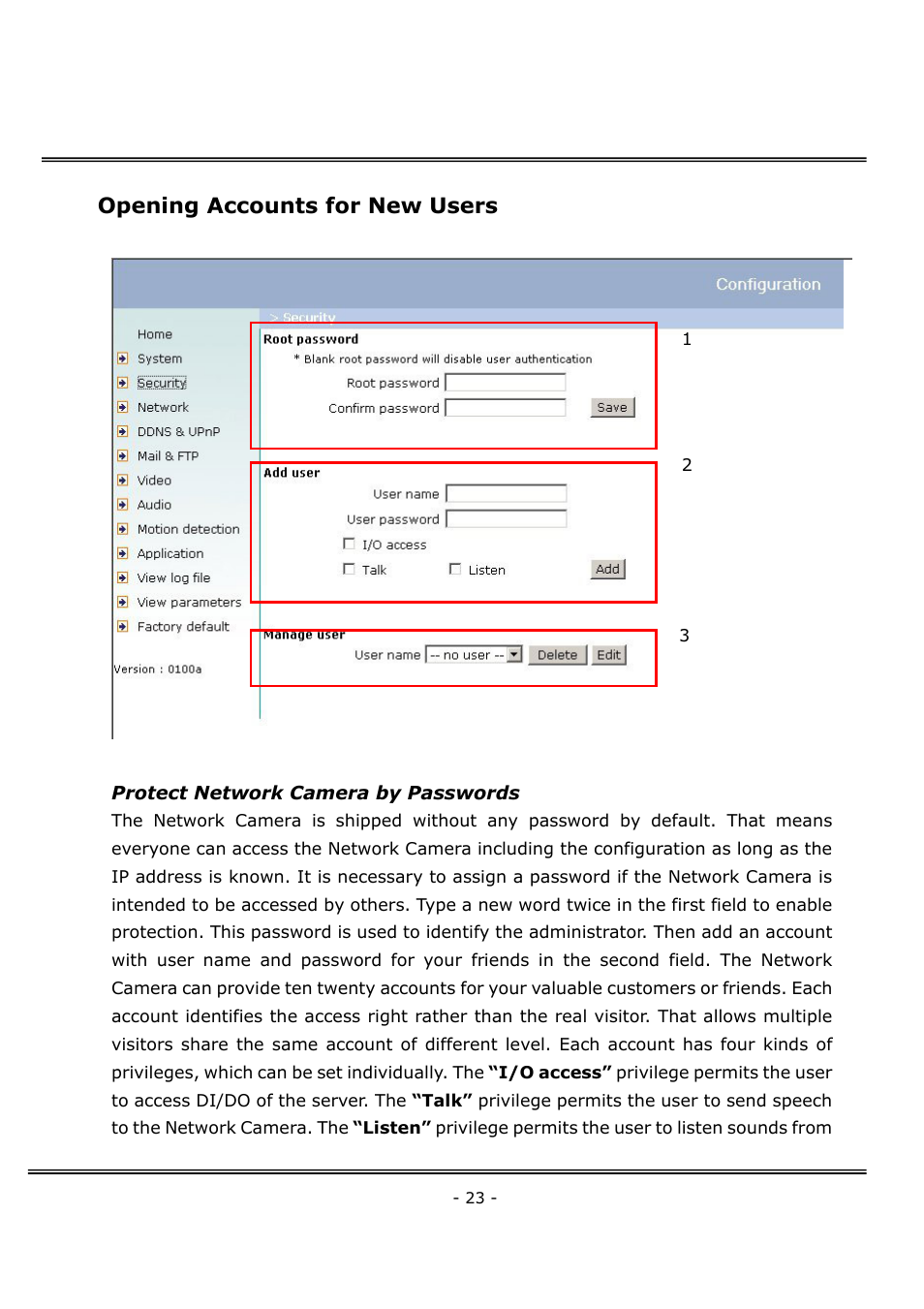 Opening accounts for new users | 4XEM Network Camera User Manual | Page 27 / 88