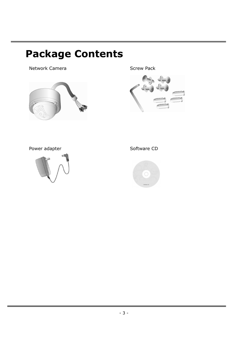 Package contents | 4XEM Network Camera User Manual | Page 4 / 88