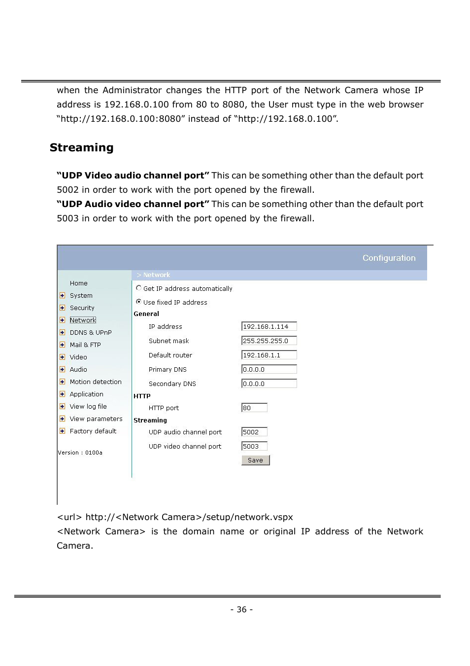 Streaming | 4XEM Network Camera User Manual | Page 40 / 88
