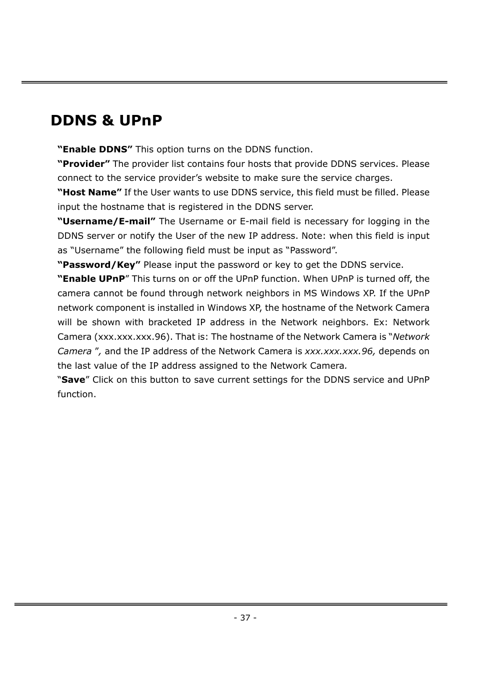 Ddns & upnp | 4XEM Network Camera User Manual | Page 41 / 88