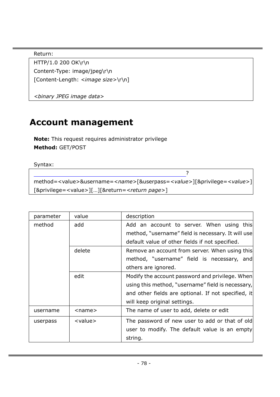Account management | 4XEM Network Camera User Manual | Page 82 / 88