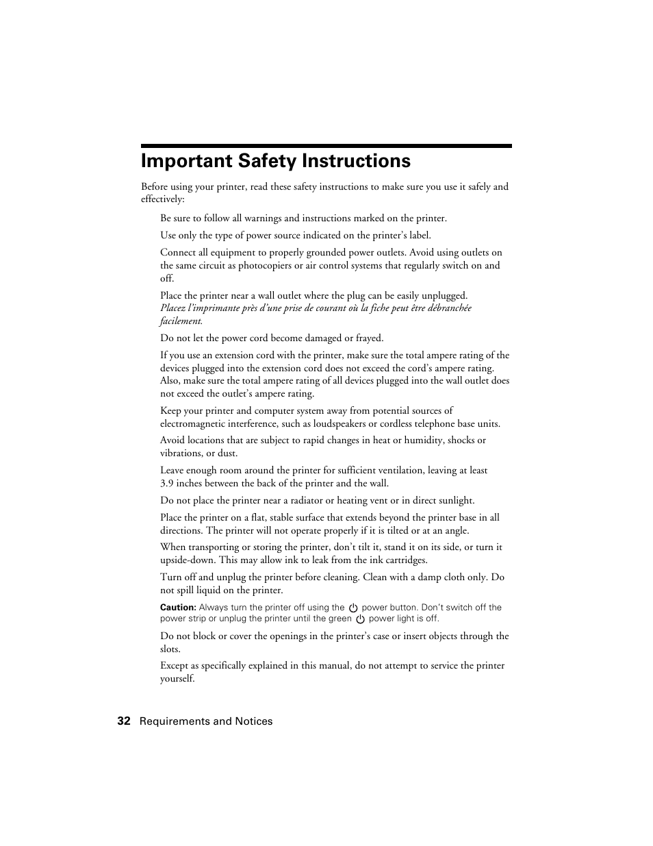 Important safety instructions | Epson Stylus C86 User Manual | Page 32 / 40