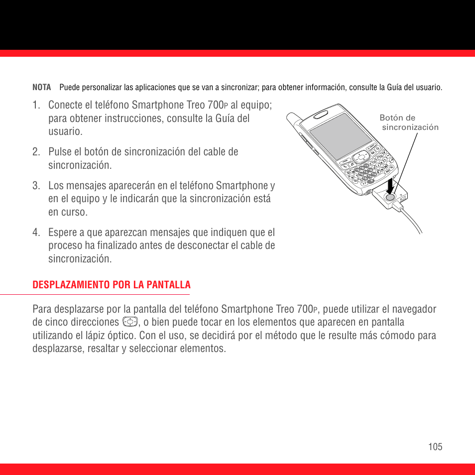 Desplazamiento por la pantalla | Palm Treo 700P User Manual | Page 109 / 212