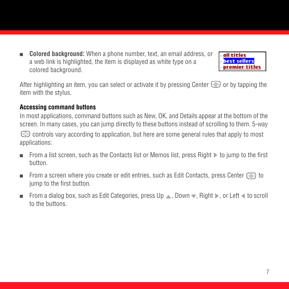 Accessing command buttons | Palm Treo 700P User Manual | Page 11 / 212