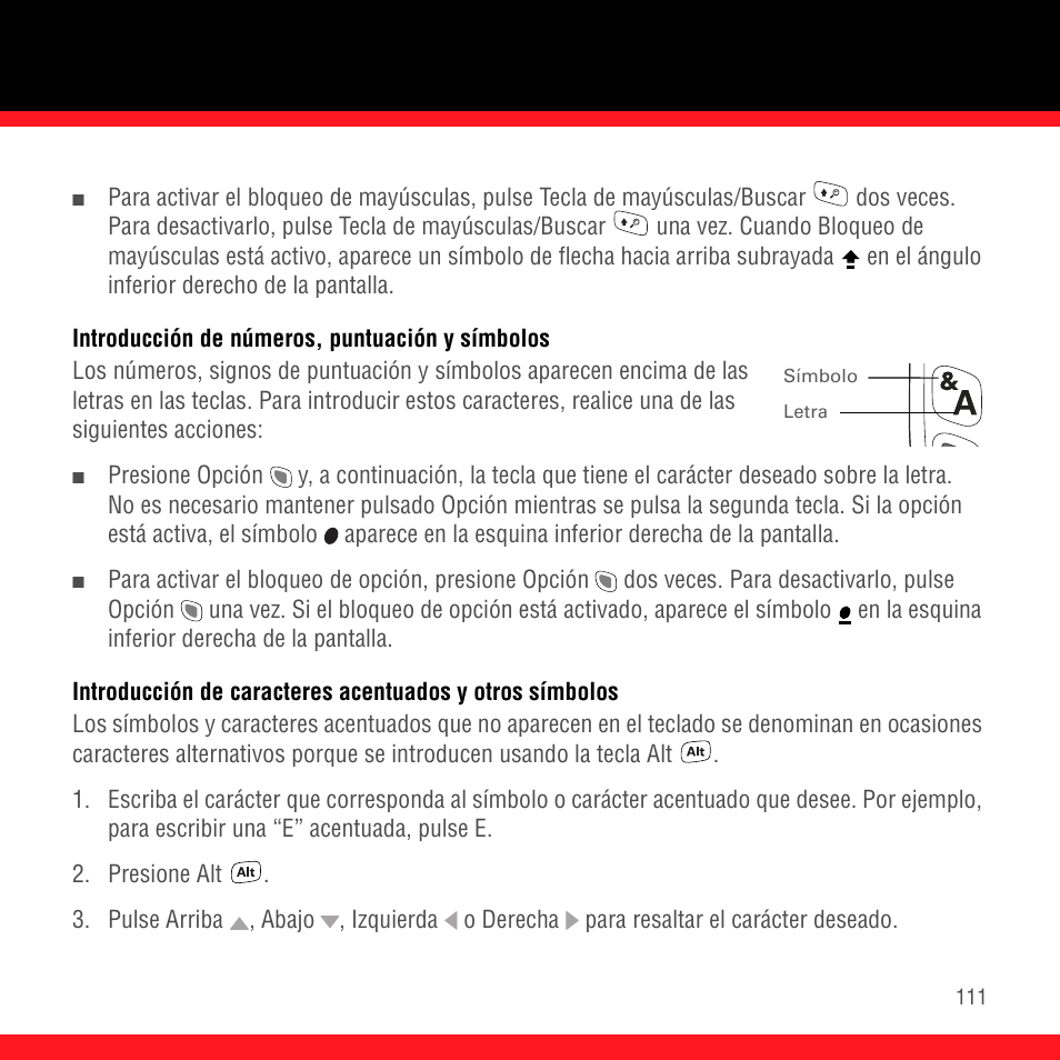 Introducción de números, puntuación y símbolos | Palm Treo 700P User Manual | Page 115 / 212