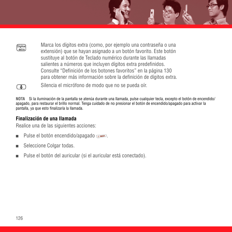 Finalización de una llamada | Palm Treo 700P User Manual | Page 130 / 212