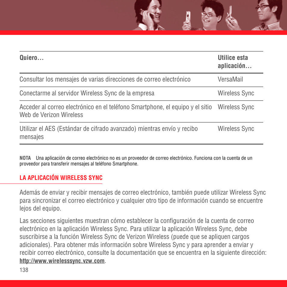 La aplicación wireless sync | Palm Treo 700P User Manual | Page 142 / 212