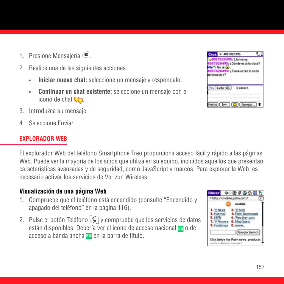 Explorador web | Palm Treo 700P User Manual | Page 161 / 212