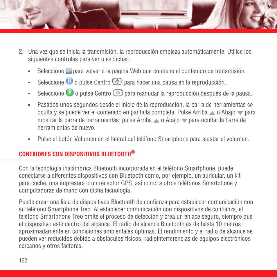 Conexiones con dispositivos bluetooth | Palm Treo 700P User Manual | Page 166 / 212
