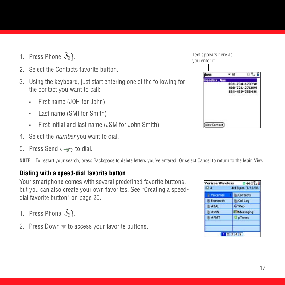 Dialing with a speed-dial favorite button | Palm Treo 700P User Manual | Page 21 / 212
