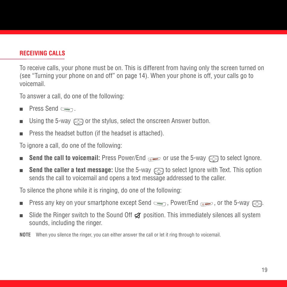 Receiving calls | Palm Treo 700P User Manual | Page 23 / 212
