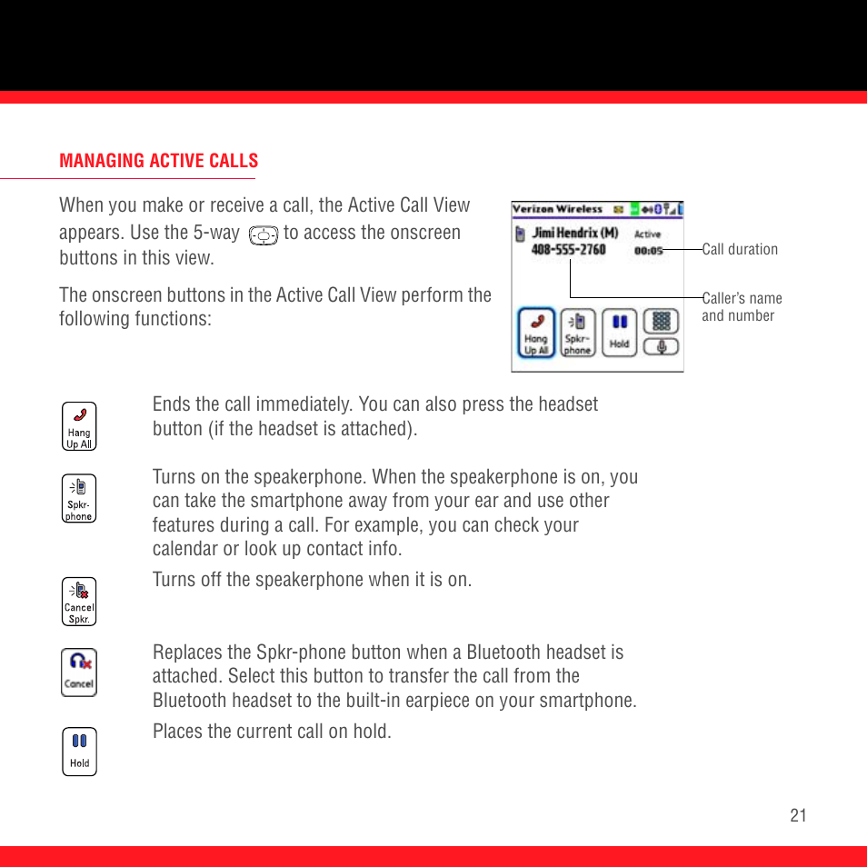 Managing active calls | Palm Treo 700P User Manual | Page 25 / 212