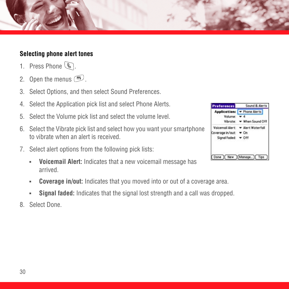 Selecting phone alert tones | Palm Treo 700P User Manual | Page 34 / 212