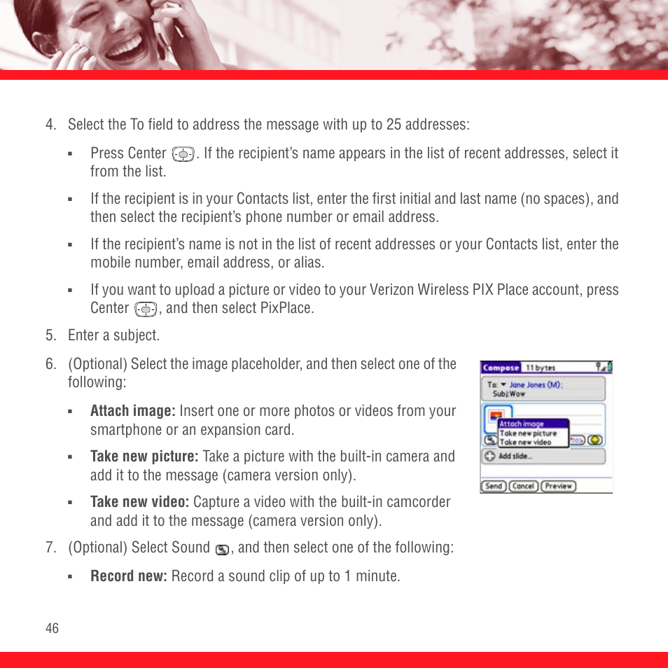 Record new: record a sound clip of up to 1 minute | Palm Treo 700P User Manual | Page 50 / 212