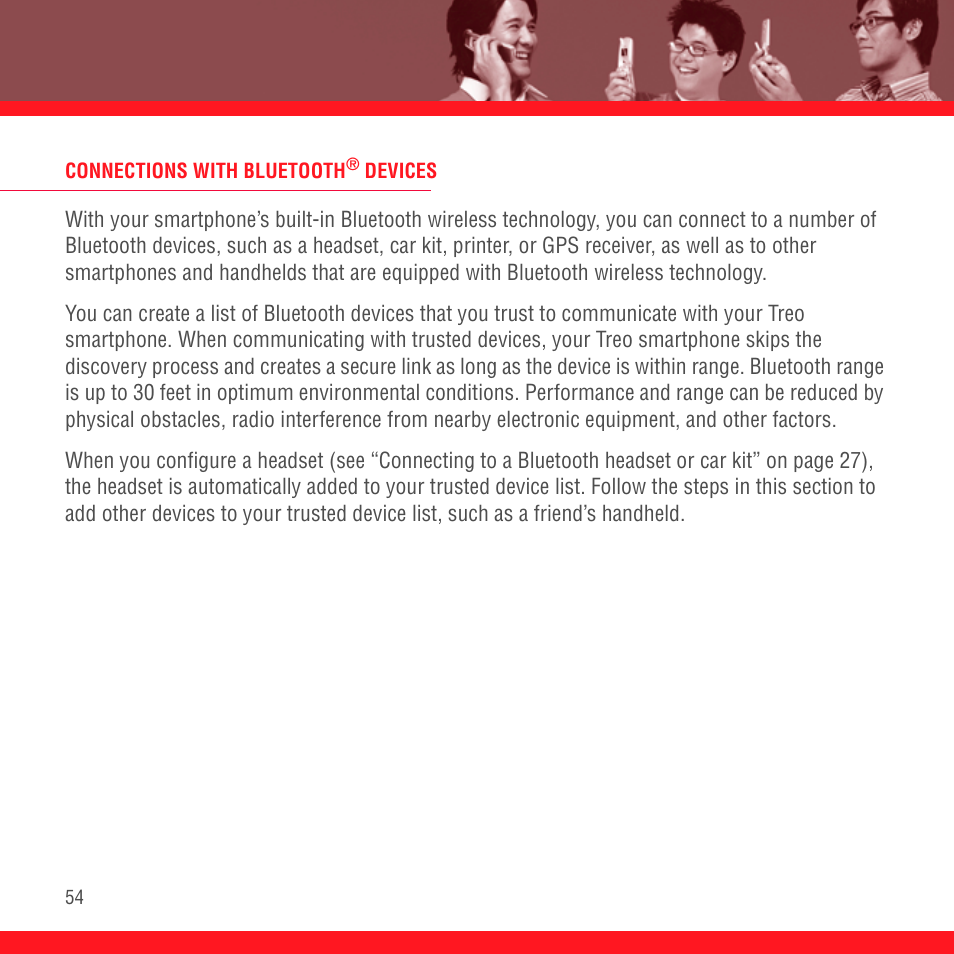 Connections with bluetooth® devices, Connections with bluetooth | Palm Treo 700P User Manual | Page 58 / 212