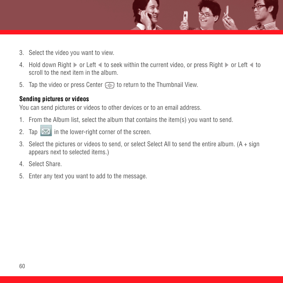 Sending pictures or videos | Palm Treo 700P User Manual | Page 64 / 212