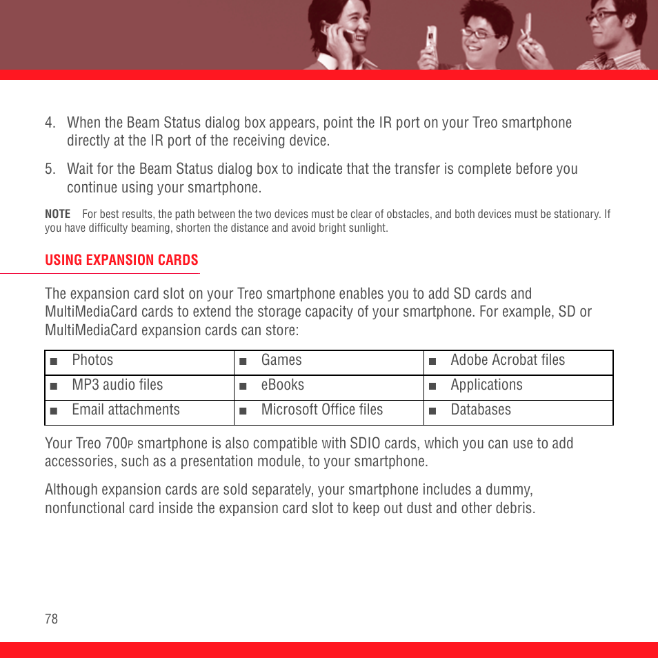 Using expansion cards | Palm Treo 700P User Manual | Page 82 / 212