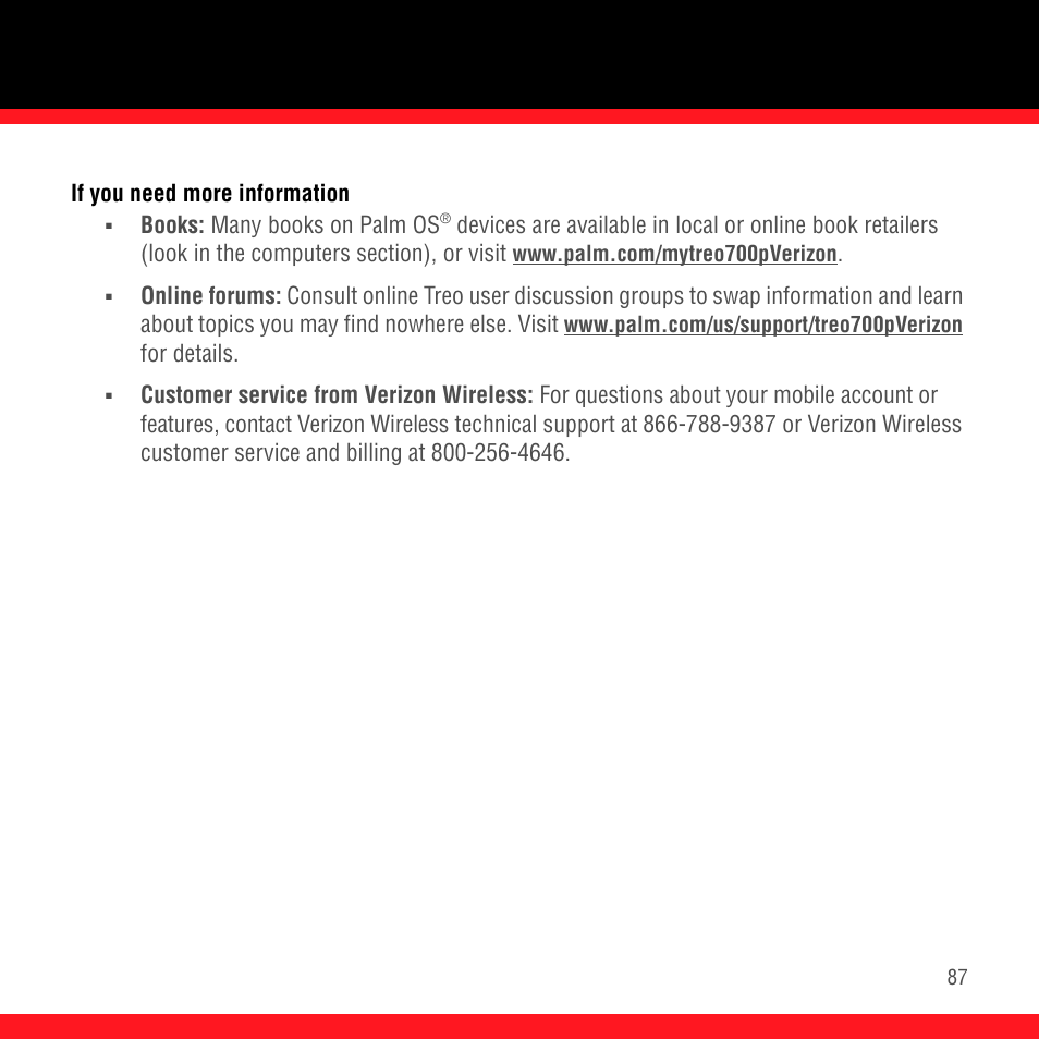 If you need more information | Palm Treo 700P User Manual | Page 91 / 212