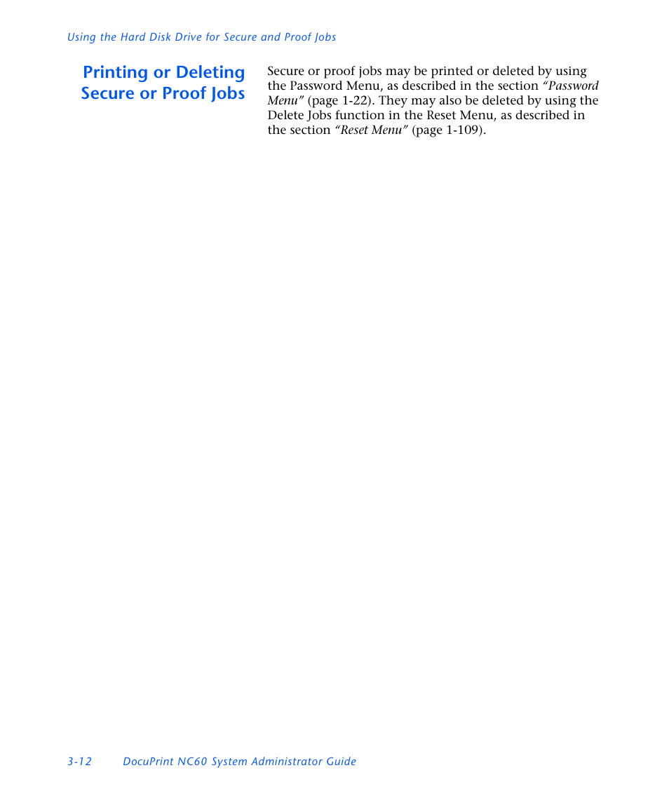 Printing or deleting secure or proof jobs, Printing or deleting secure or proof jobs -12 | Xerox DocuPrint NC60 User Manual | Page 134 / 186