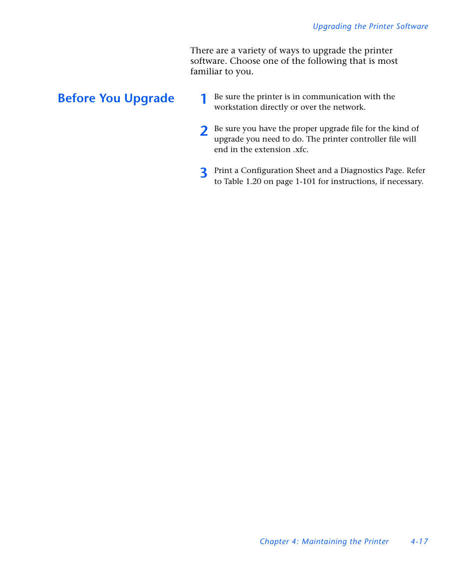 Before you upgrade, Before you upgrade -17 | Xerox DocuPrint NC60 User Manual | Page 151 / 186