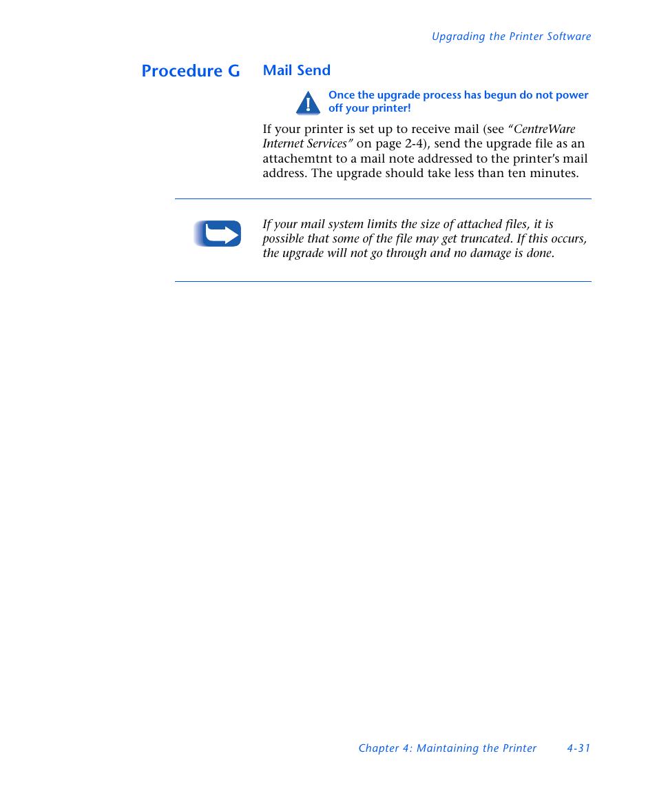 Procedure g, Mail send, Procedure g -31 | Xerox DocuPrint NC60 User Manual | Page 165 / 186