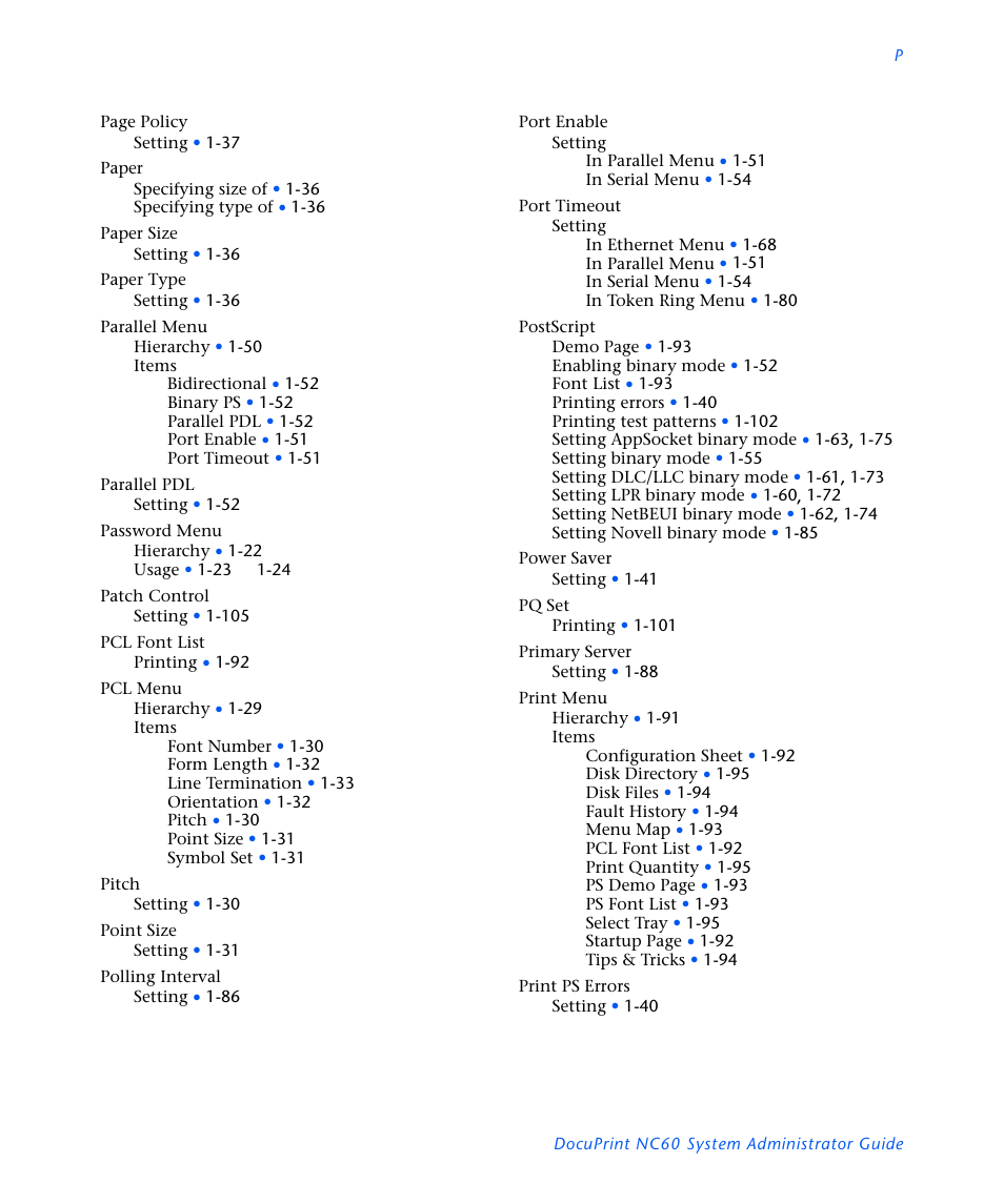 Xerox DocuPrint NC60 User Manual | Page 183 / 186
