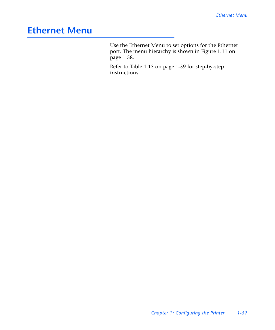 Ethernet menu, Ethernet menu -57 | Xerox DocuPrint NC60 User Manual | Page 63 / 186