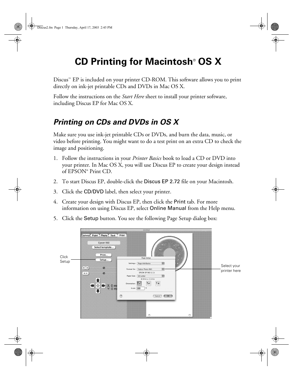 Epson OS X User Manual | 2 pages