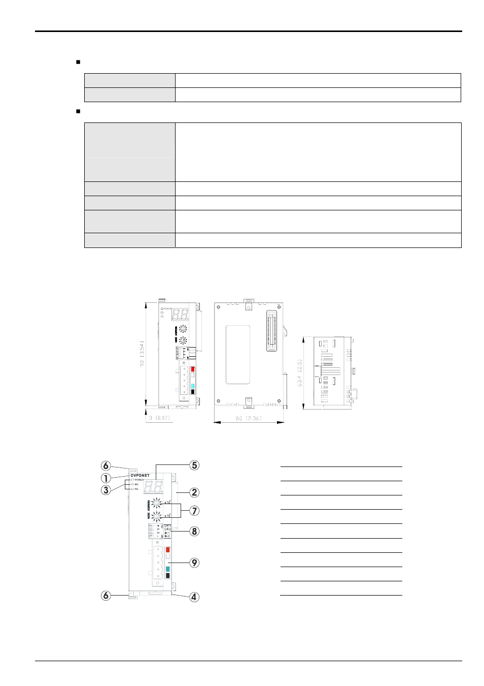 Devicenet network scanner dvpdnet-sl, 2product profile & outline, 1 dimension | 2 product profiles, Dvp-plc operation manual 5, Electrical specification, Environment | 2nd Ave. DVPDNET-SL DeviceNet Network Scanner DVP-0204520-02 User Manual | Page 7 / 32
