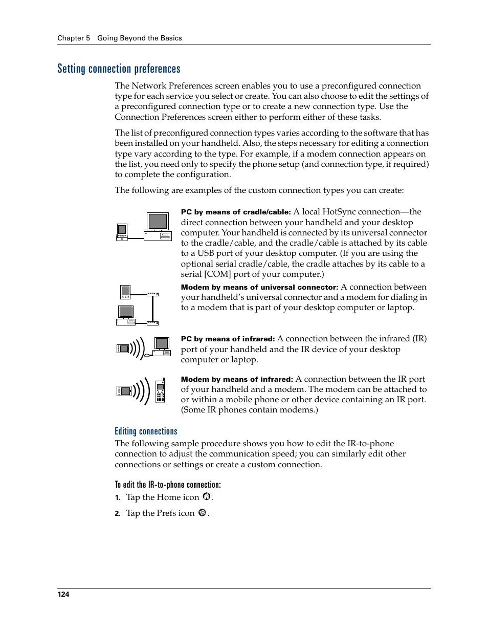 Setting connection preferences, Editing connections | 2nd Ave. Palm VersaMail 2.5 User Manual | Page 130 / 166