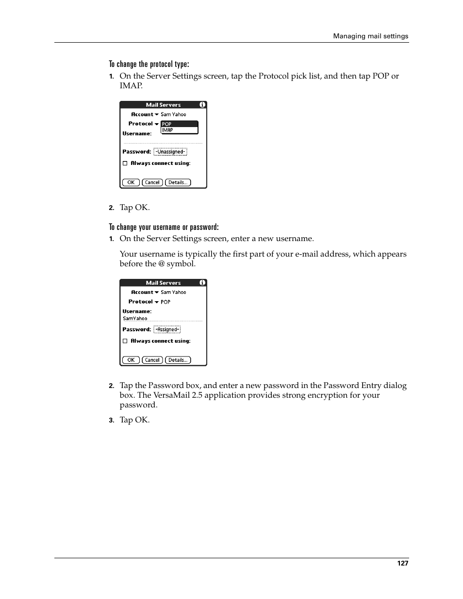 2nd Ave. Palm VersaMail 2.5 User Manual | Page 133 / 166