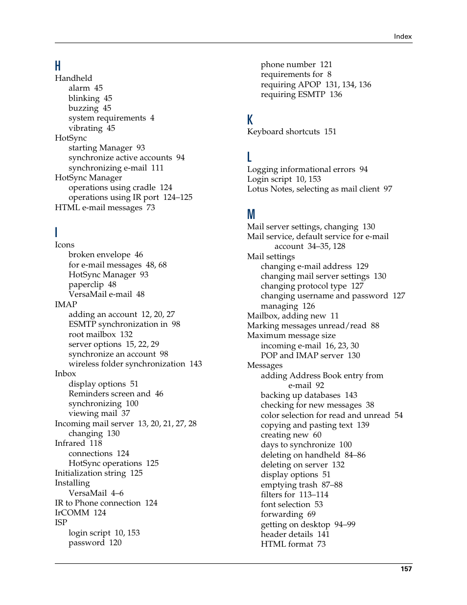 2nd Ave. Palm VersaMail 2.5 User Manual | Page 163 / 166