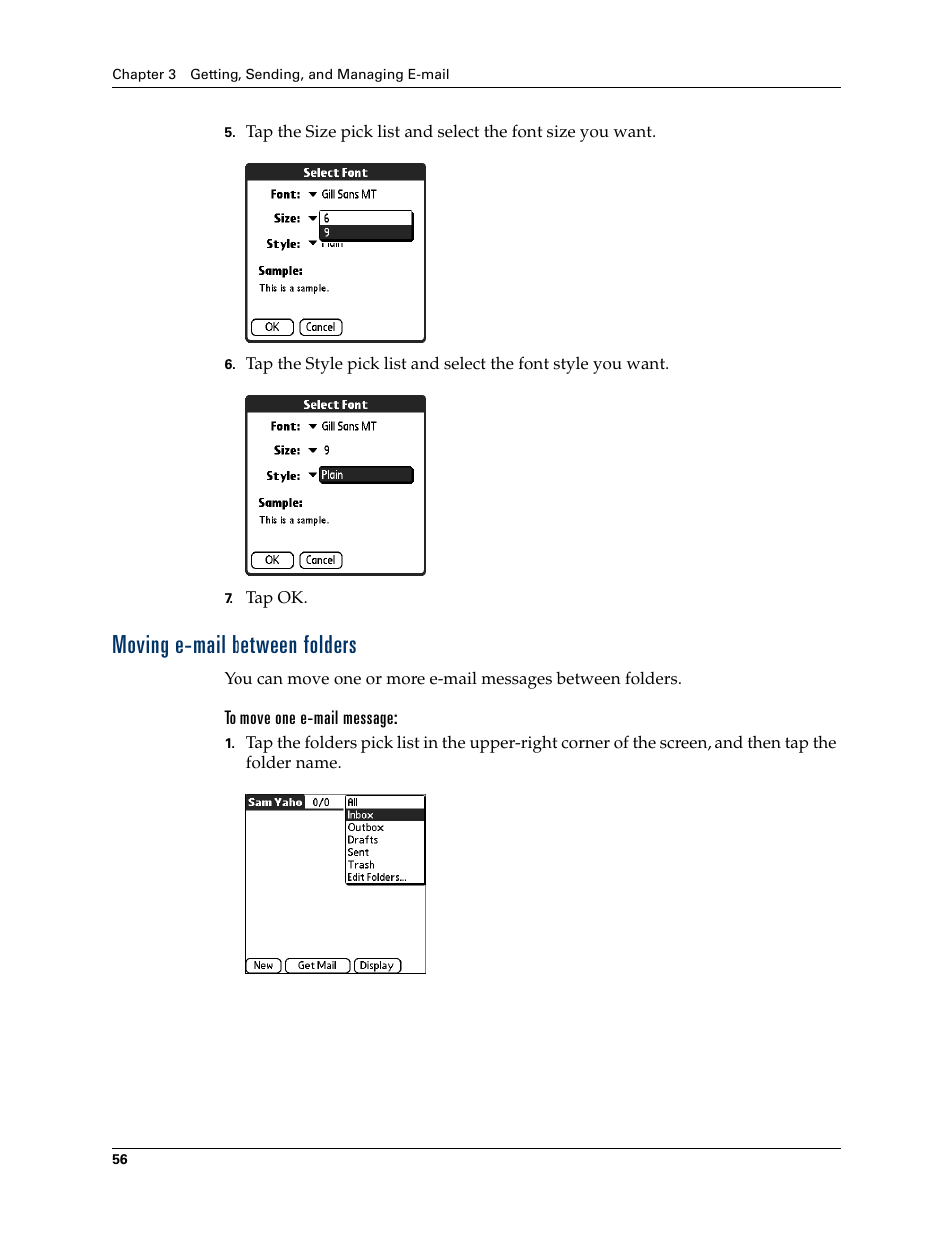 Moving e-mail between folders | 2nd Ave. Palm VersaMail 2.5 User Manual | Page 62 / 166