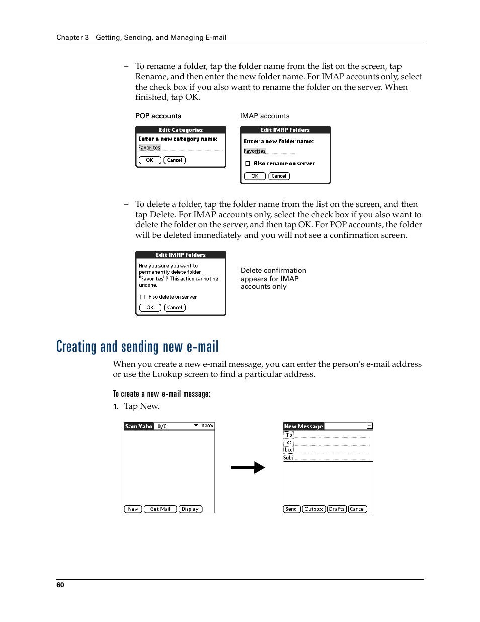 Creating and sending new e-mail | 2nd Ave. Palm VersaMail 2.5 User Manual | Page 66 / 166