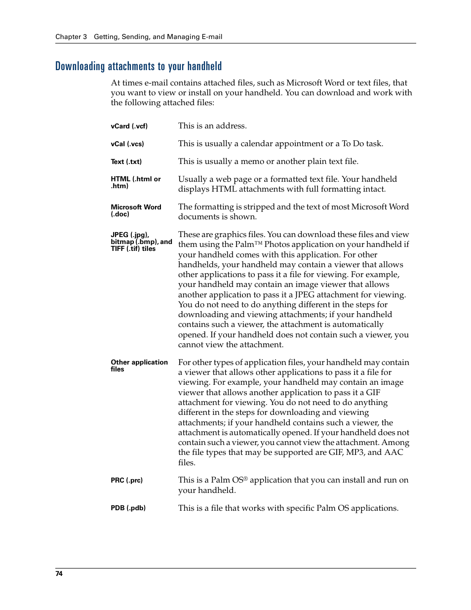 Downloading attachments to your handheld | 2nd Ave. Palm VersaMail 2.5 User Manual | Page 80 / 166
