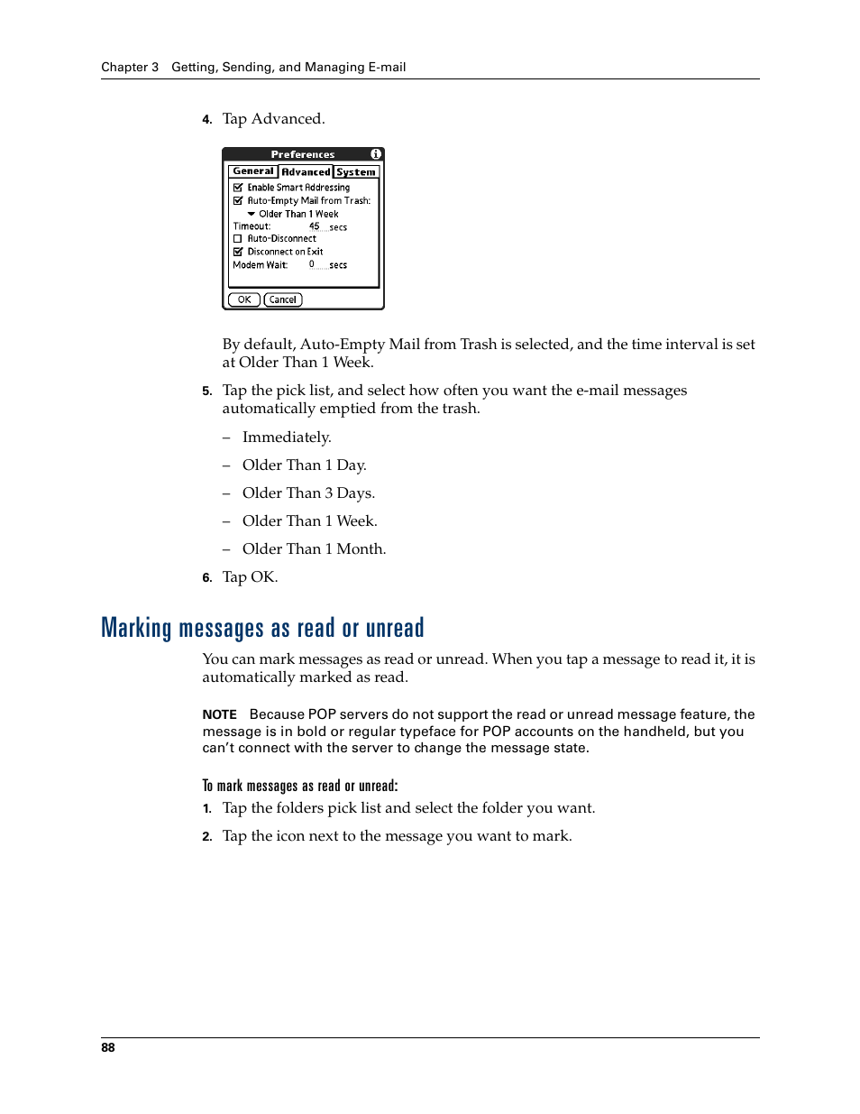 Marking messages as read or unread | 2nd Ave. Palm VersaMail 2.5 User Manual | Page 94 / 166