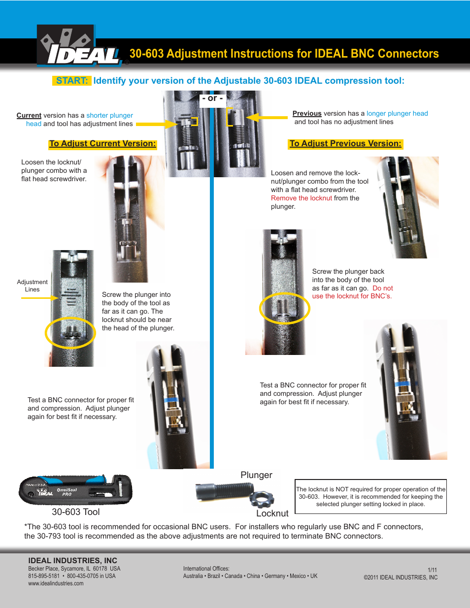 IDEAL INDUSTRIES IDEAL BNC User Manual | 1 page