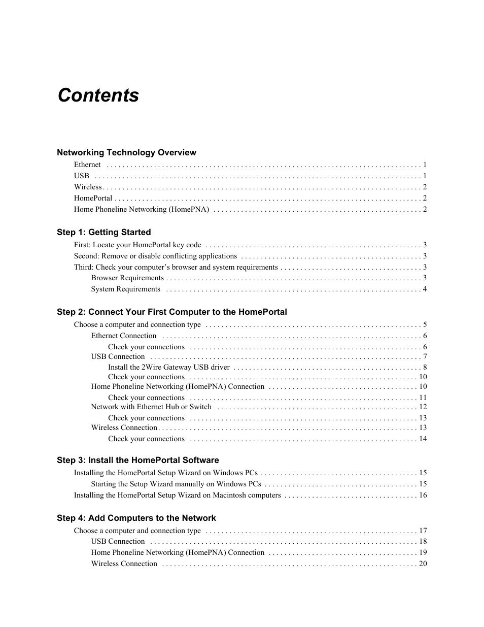 2Wire HOME PORTAL 100S User Manual | Page 3 / 55