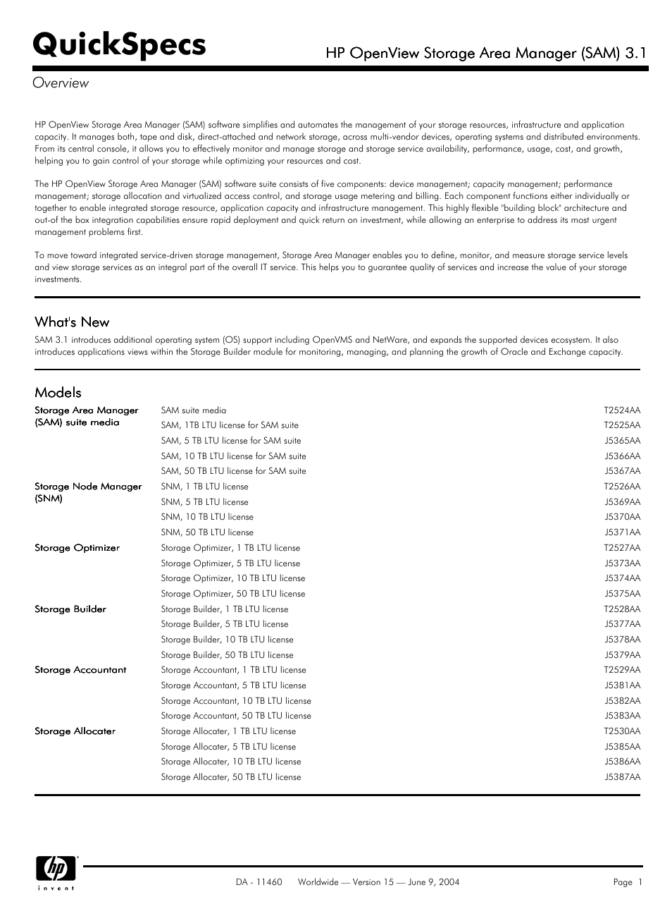 HP Storage Area Manager User Manual | 13 pages