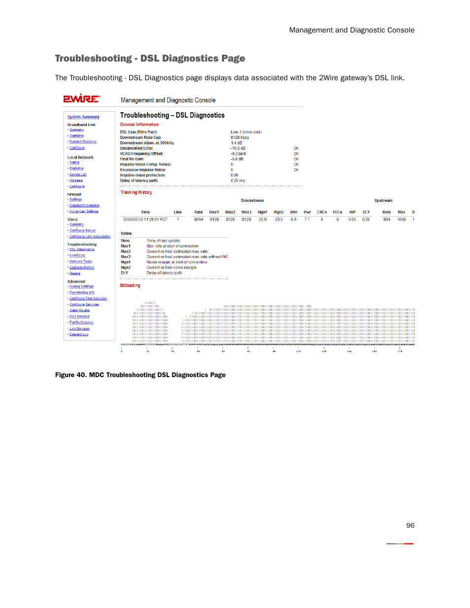 Troubleshooting - dsl diagnostics page | 2Wire Gateway None User Manual | Page 101 / 139