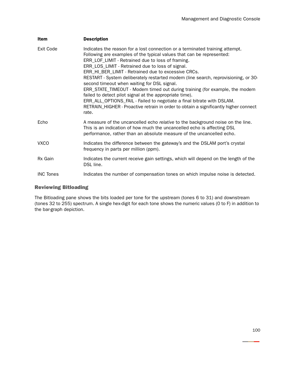 Reviewing bitloading | 2Wire Gateway None User Manual | Page 105 / 139