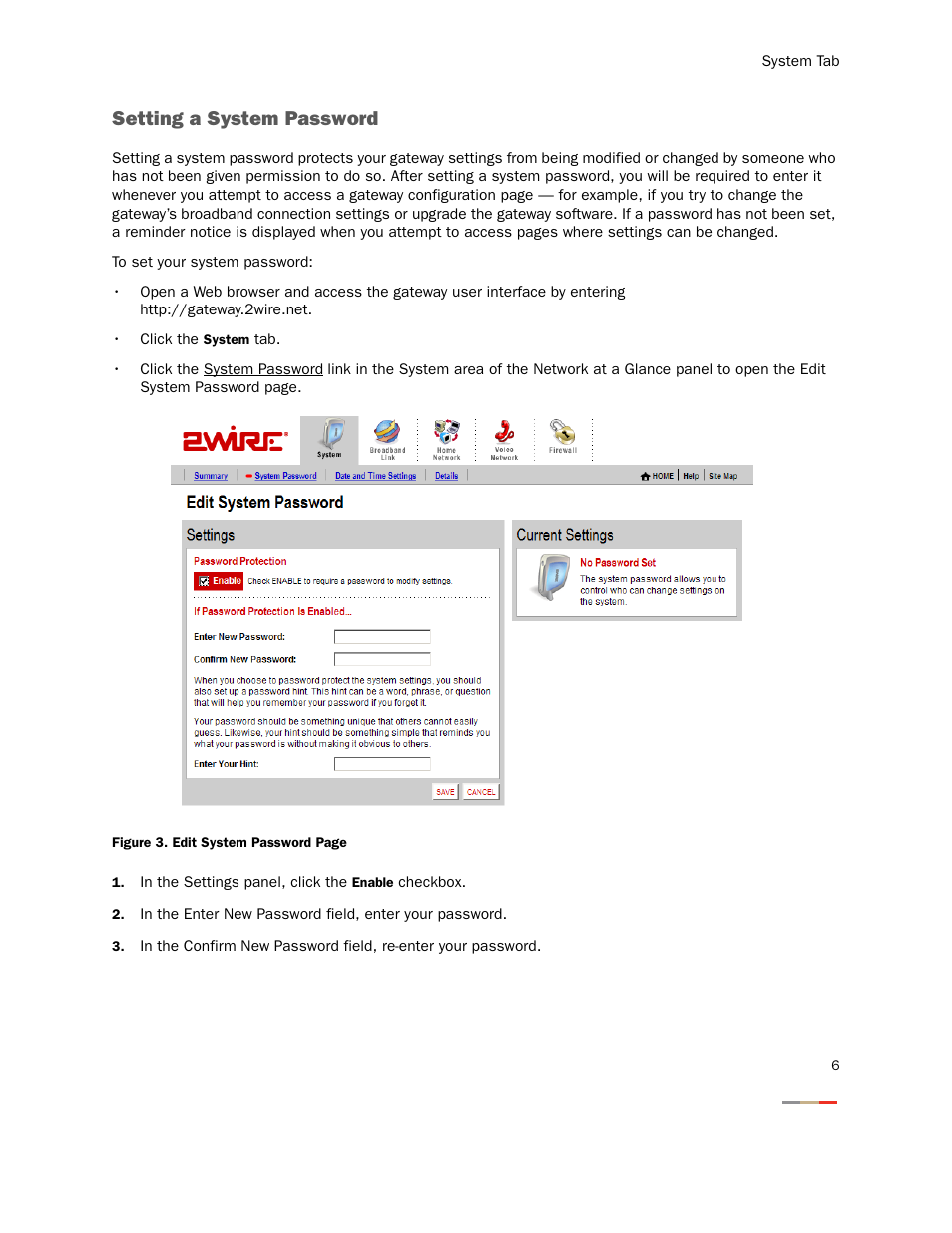 Setting a system password | 2Wire Gateway None User Manual | Page 11 / 139