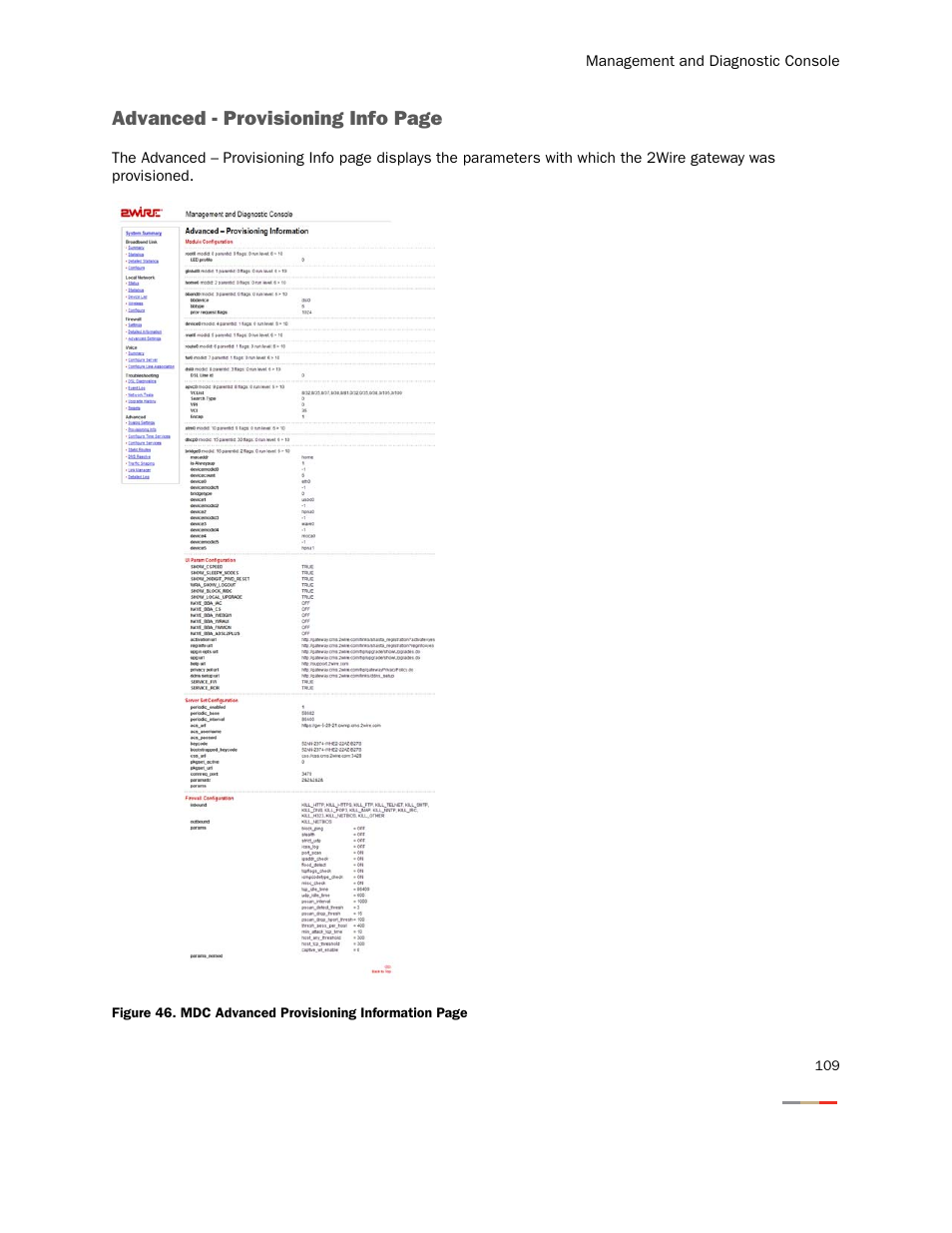 Advanced - provisioning info page | 2Wire Gateway None User Manual | Page 114 / 139