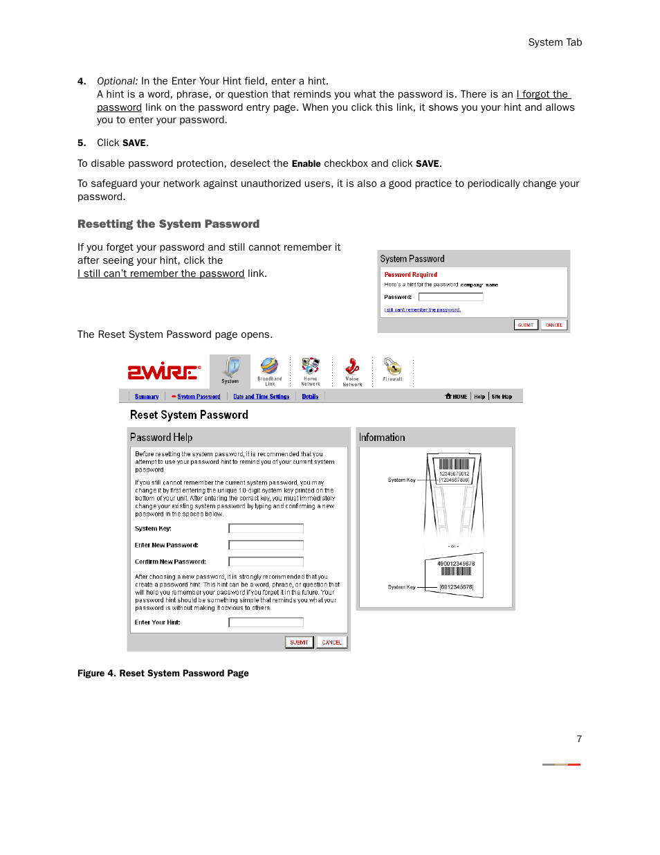 Resetting the system password | 2Wire Gateway None User Manual | Page 12 / 139